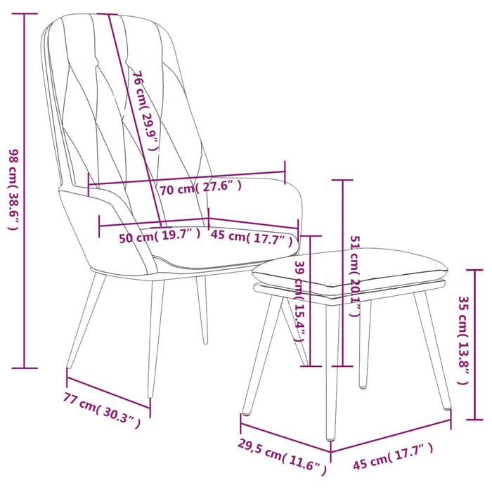 Relaxsessel mit Hocker Dunkelgrün Samt