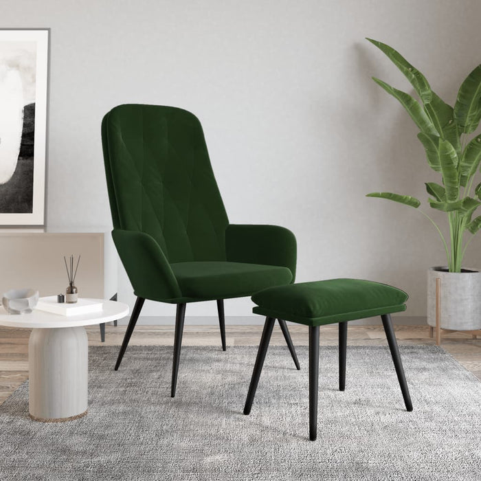 Relaxsessel mit Hocker Dunkelgrün Samt