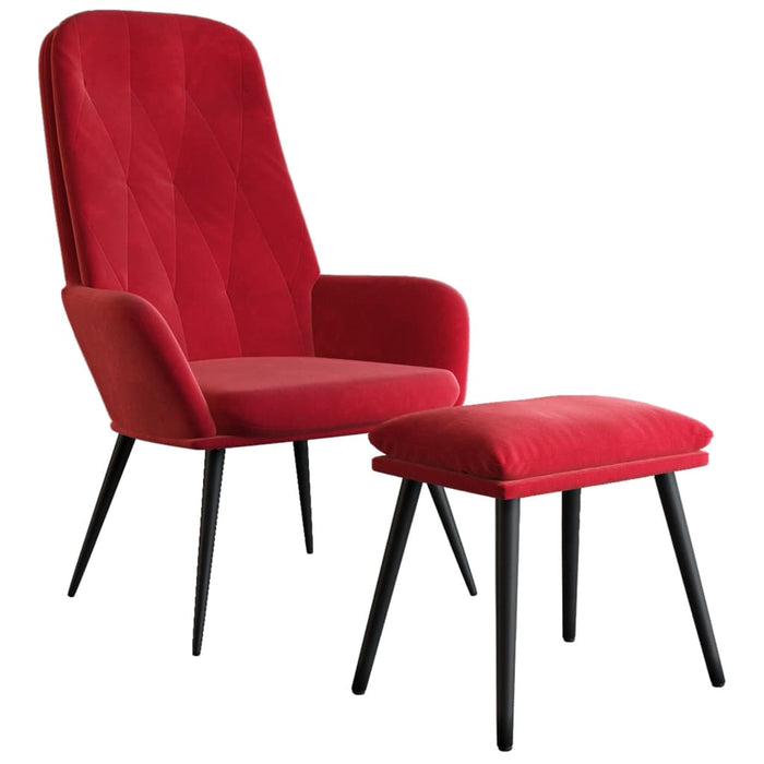 Relaxsessel mit Hocker Weinrot Samt