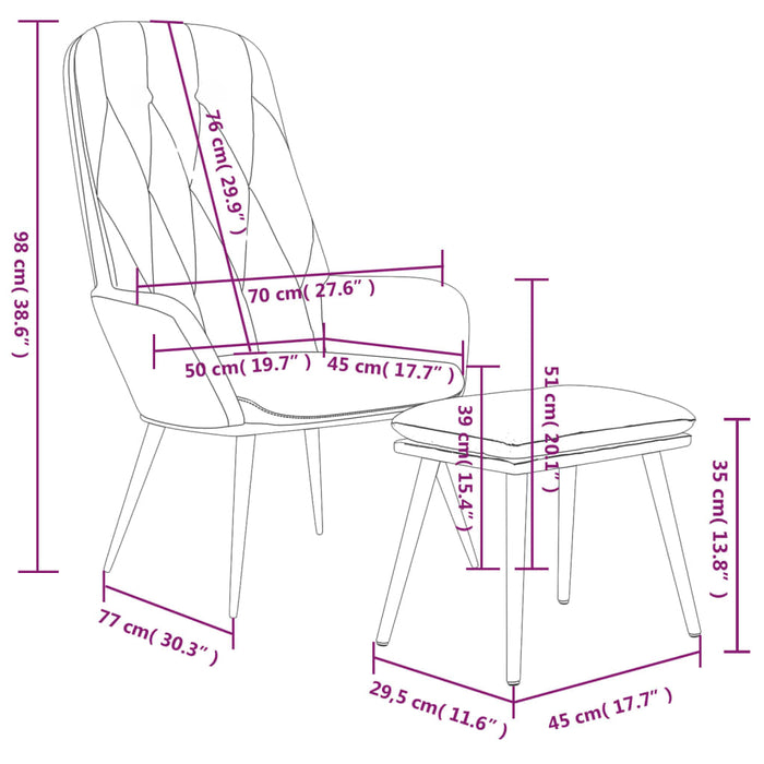 Relaxsessel mit Hocker Weinrot Samt