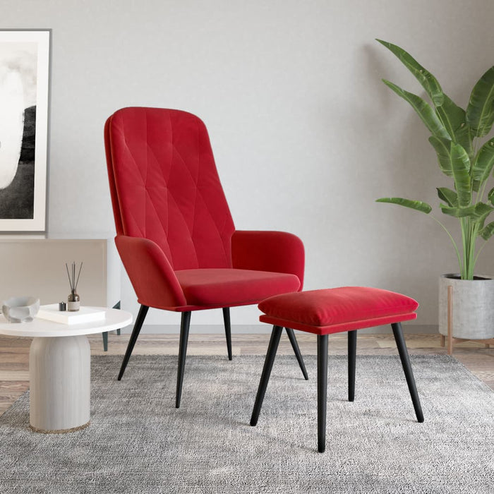 Relaxsessel mit Hocker Weinrot Samt