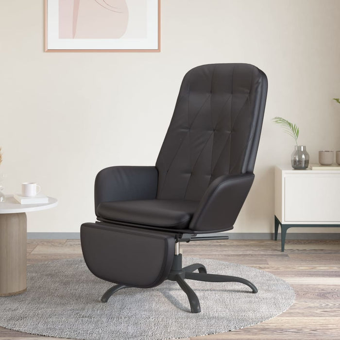 Relaxsessel mit Fußstütze Glänzend Schwarz Kunstleder