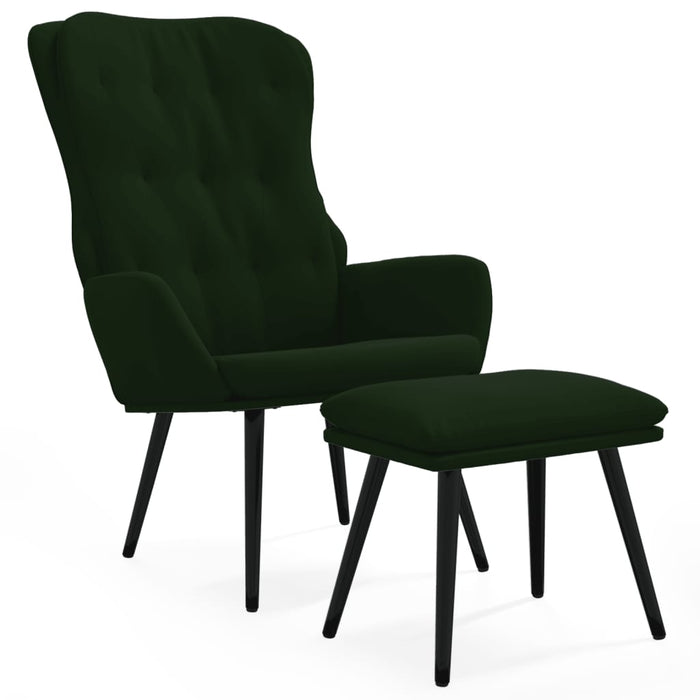 Relaxsessel mit Hocker Dunkelgrün Samt