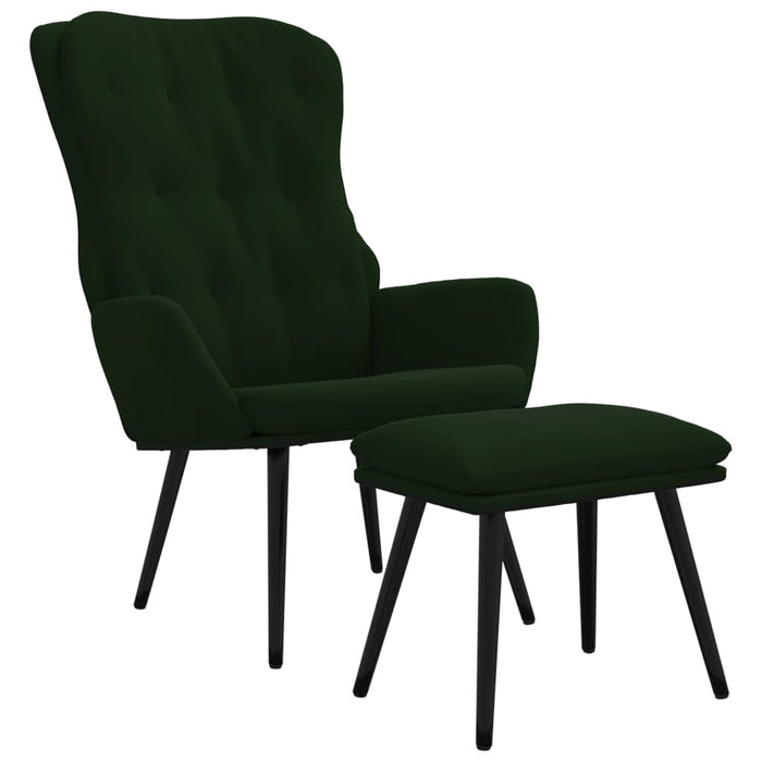 Relaxsessel mit Hocker Dunkelgrün Samt