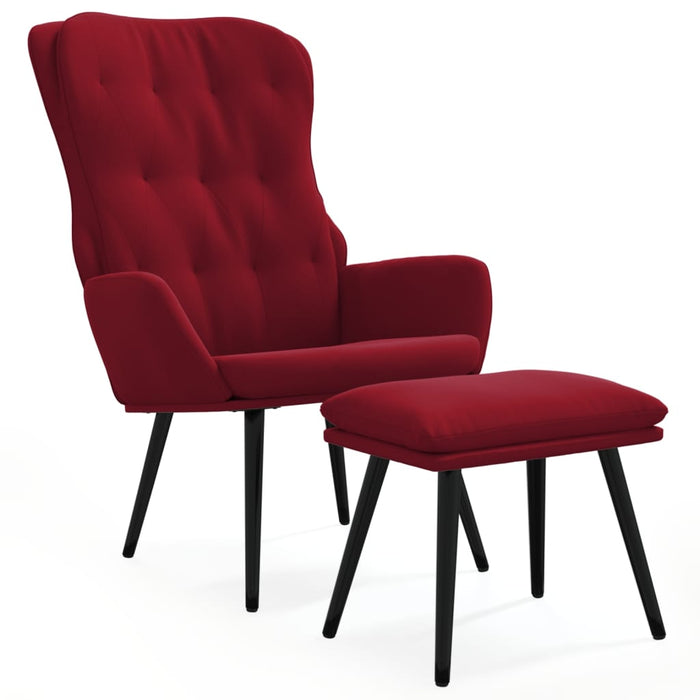 Relaxsessel mit Hocker Weinrot Samt