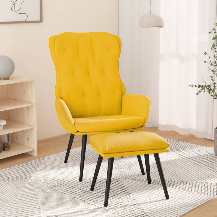 Relaxsessel mit Hocker Senfgelb Samt