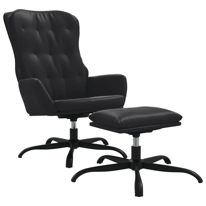 Relaxsessel mit Hocker Schwarz Kunstleder