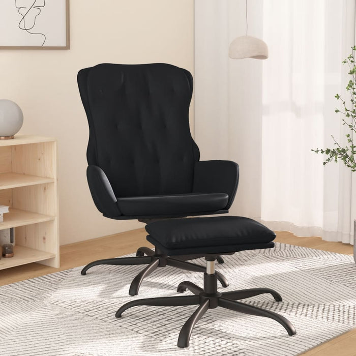 Relaxsessel mit Hocker Schwarz Kunstleder
