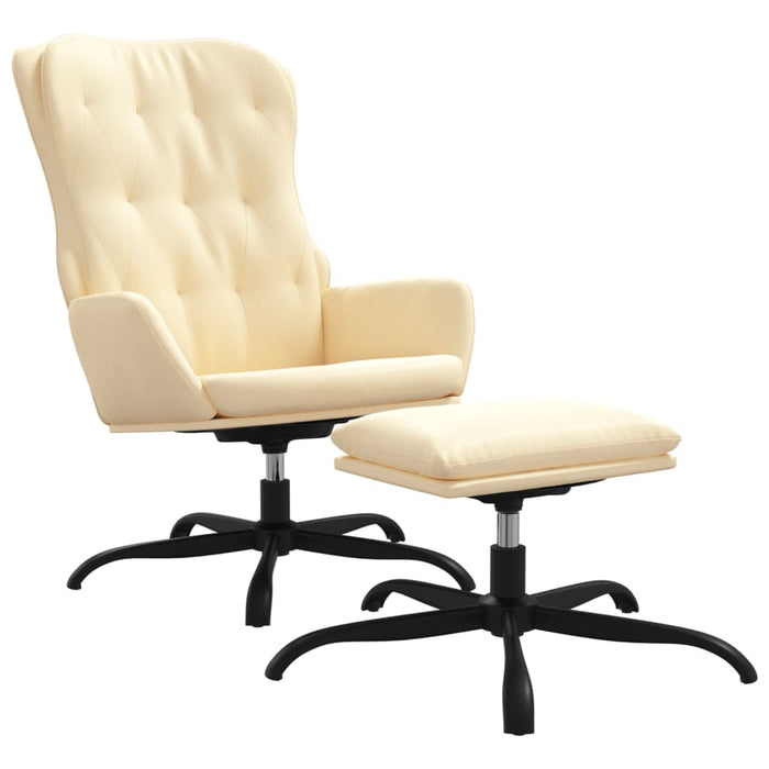 Relaxsessel mit Hocker Creme Kunstleder