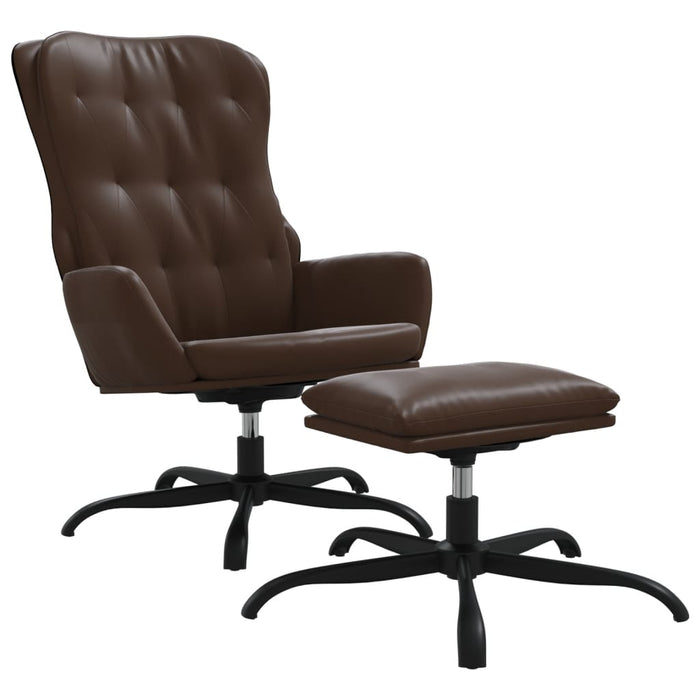 Relaxsessel mit Hocker Braun Kunstleder
