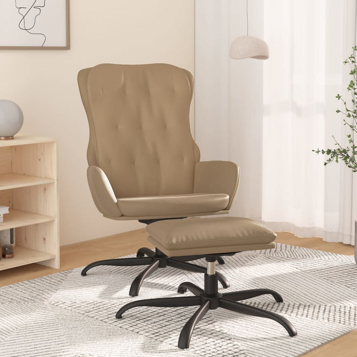 Relaxsessel mit Hocker Cappuccino-Braun Kunstleder
