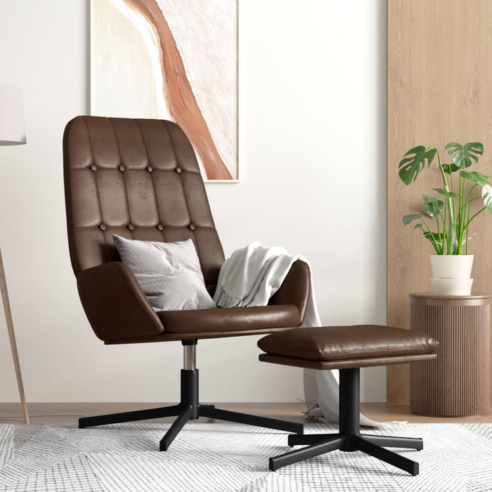 Relaxsessel mit Hocker Glänzend Braun Kunstleder