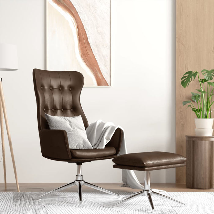 Relaxsessel mit Hocker Glänzend Braun Kunstleder