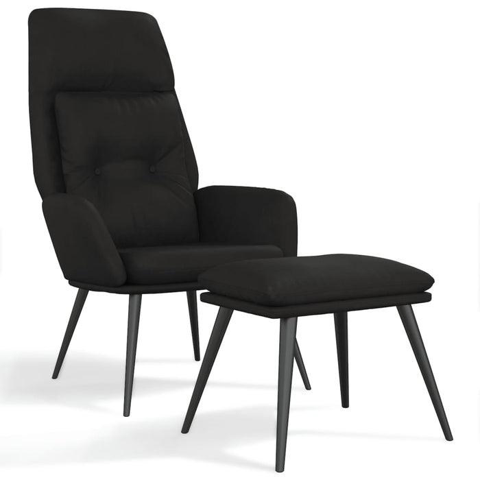 Relaxsessel mit Hocker Schwarz Mikrofasergewebe