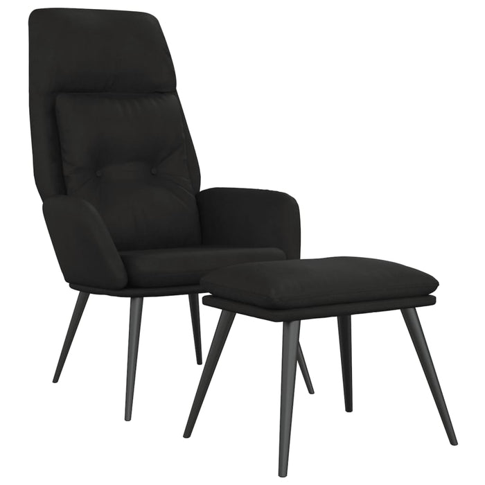 Relaxsessel mit Hocker Schwarz Mikrofasergewebe