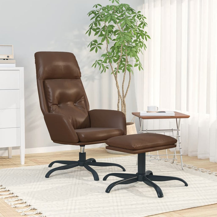 Relaxsessel mit Hocker Glänzend Braun Kunstleder