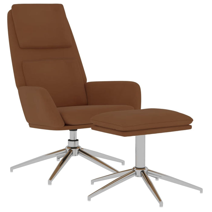 Relaxsessel mit Hocker Braun Mikrofasergewebe