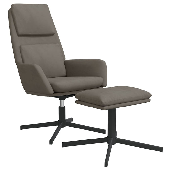 Relaxsessel mit Hocker Hellgrau Samt