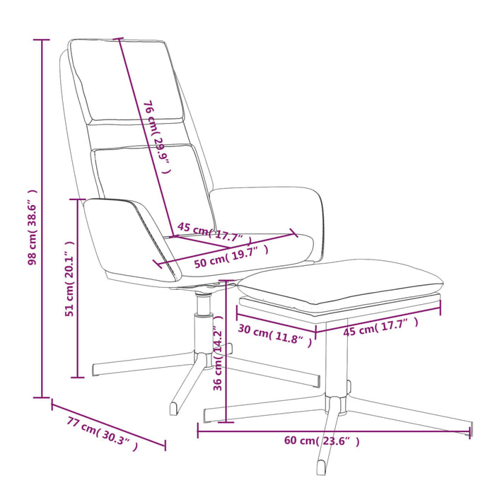 Relaxsessel mit Hocker Dunkelgrau Samt