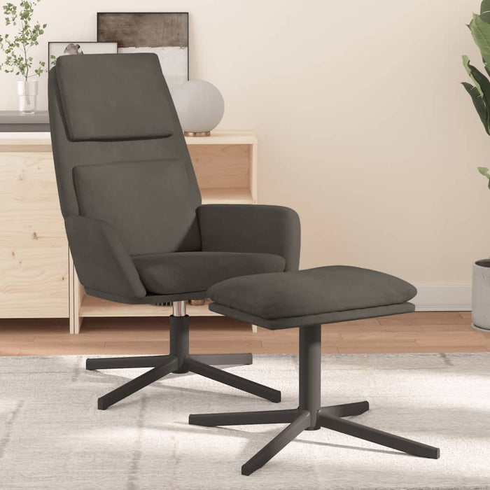 Relaxsessel mit Hocker Dunkelgrau Samt