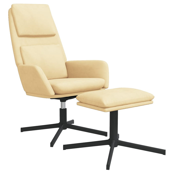 Relaxsessel mit Hocker Cremeweiß Samt