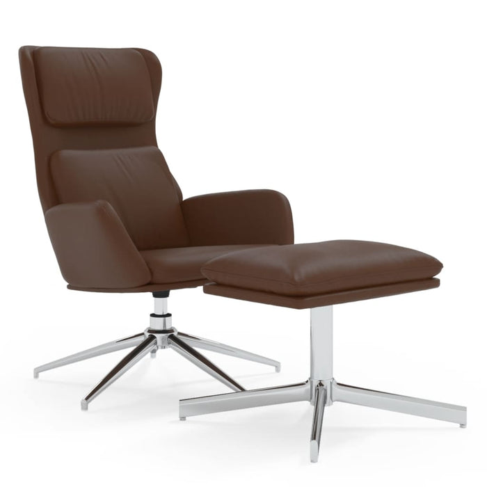 Relaxsessel mit Hocker Glänzend Braun Kunstleder