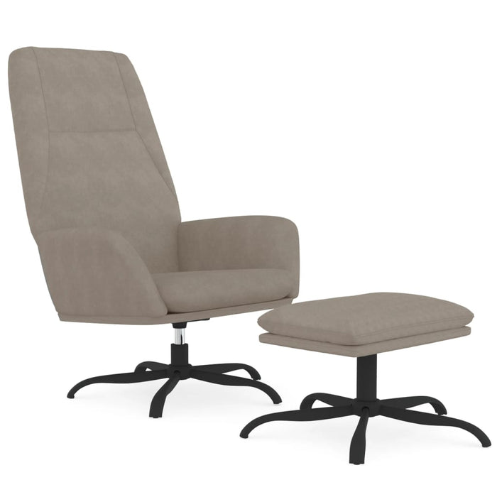 Relaxsessel mit Hocker Hellgrau Samt
