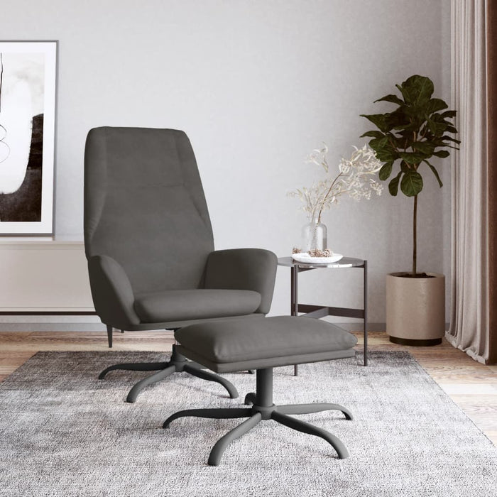 Relaxsessel mit Hocker Dunkelgrau Samt
