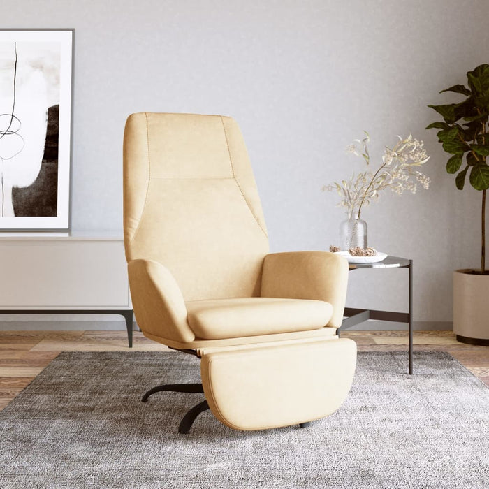 Relaxsessel mit Fußstütze Cremeweiß Samt