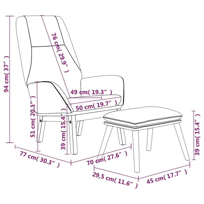Relaxsessel mit Hocker Dunkelgrau Stoff