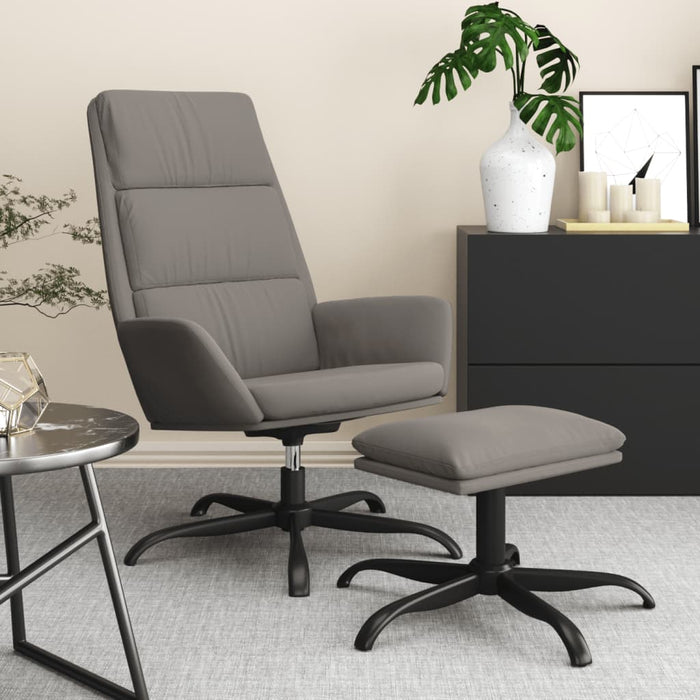 Relaxsessel mit Hocker Hellgrau Samt
