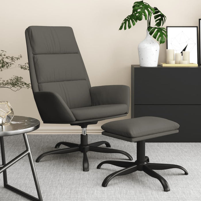 Relaxsessel mit Hocker Dunkelgrau Samt