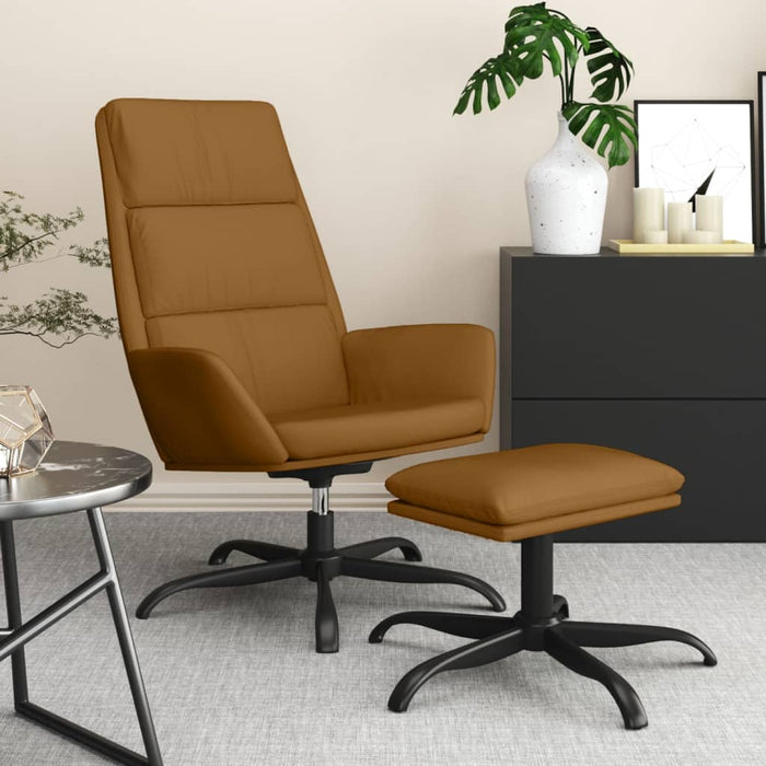 Relaxsessel mit Hocker Braun Samt