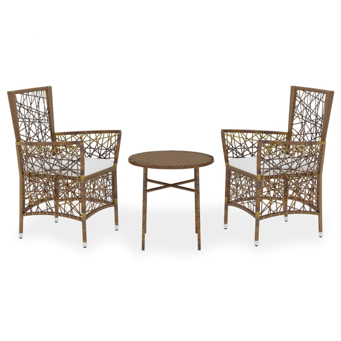 3-tlg. Garten-Essgruppe Poly Rattan Braun