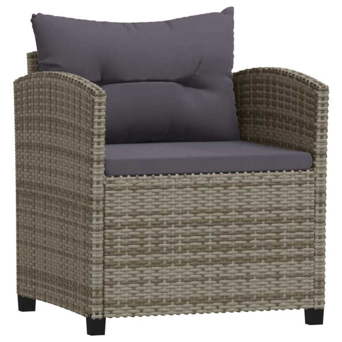 7-tlg. Garten-Lounge-Set mit Kissen Poly Rattan Grau