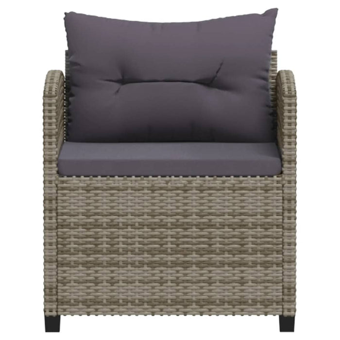 7-tlg. Garten-Lounge-Set mit Kissen Poly Rattan Grau