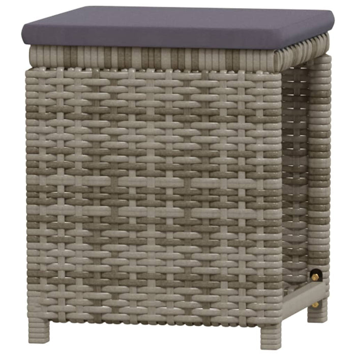 7-tlg. Garten-Lounge-Set mit Kissen Poly Rattan Grau