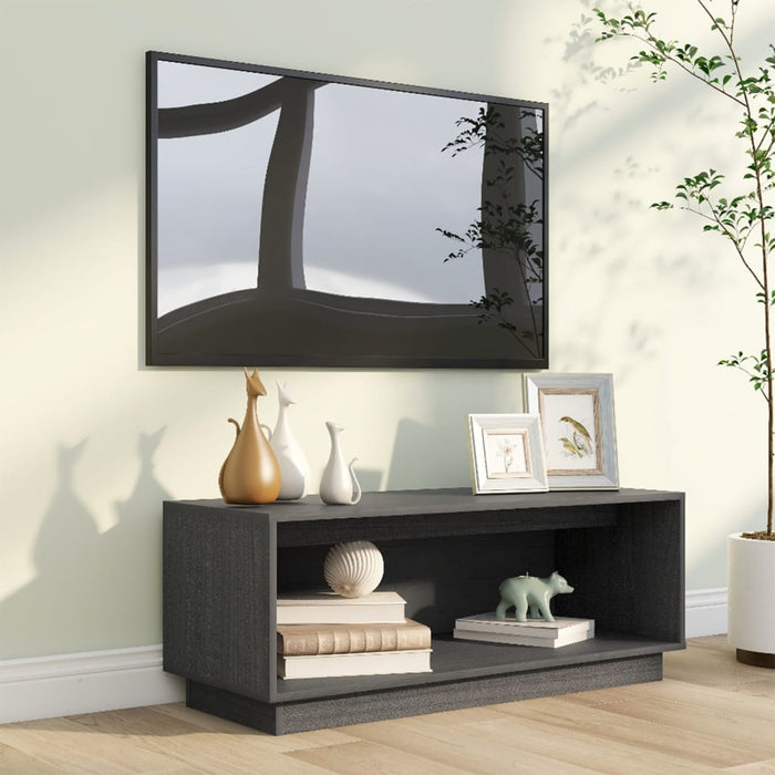 TV cabinet gray 90x35x35 cm solid pine wood