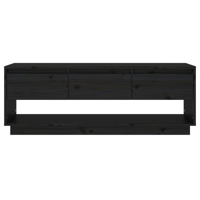 TV-Schrank Schwarz 110,5x34x40 cm Massivholz Kiefer
