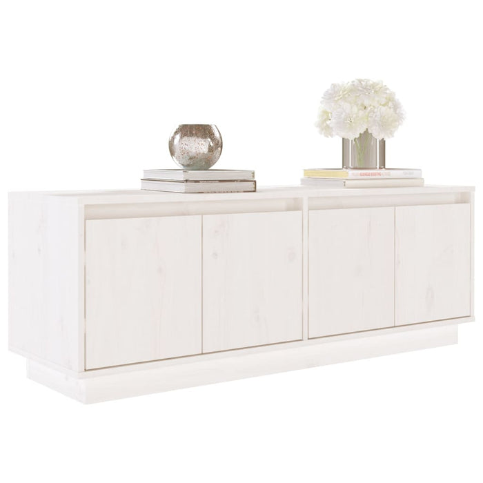 TV cabinet white 110x34x40 cm solid pine wood