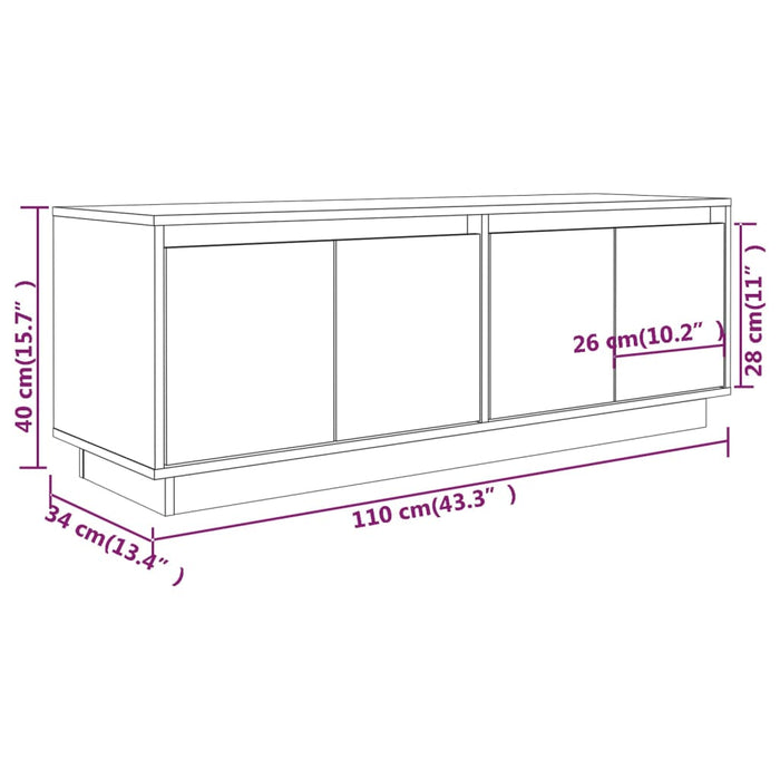 TV-Schrank Honigbraun 110x34x40 cm Massivholz Kiefer