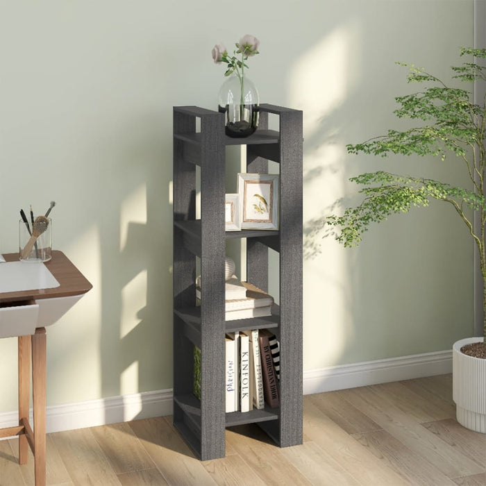Bookcase/room divider gray 41x35x125 cm solid pine wood