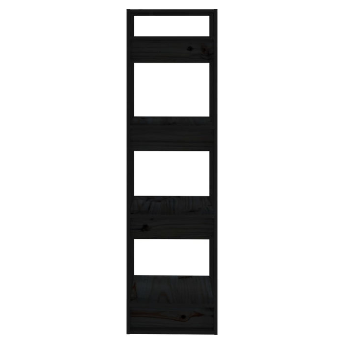 Bücherregal/Raumteiler Schwarz 41x35x125 cm Massivholz Kiefer