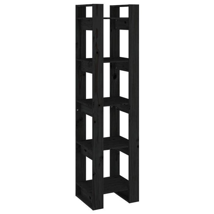 Bookcase/room divider black 41x35x160 cm solid pine wood