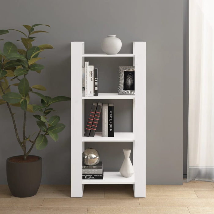 Bücherregal/Raumteiler Weiß 60x35x125 cm Massivholz