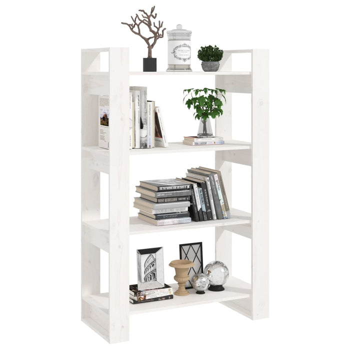 Bücherregal/Raumteiler Weiß 80x25x125 cm Massivholz Kiefer