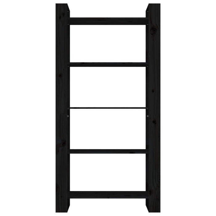 Bücherregal/Raumteiler Schwarz 80x35x160 cm Massivholz