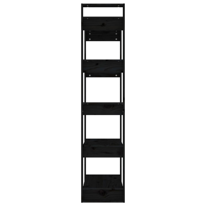 Bücherregal/Raumteiler Schwarz 80x35x160 cm Massivholz