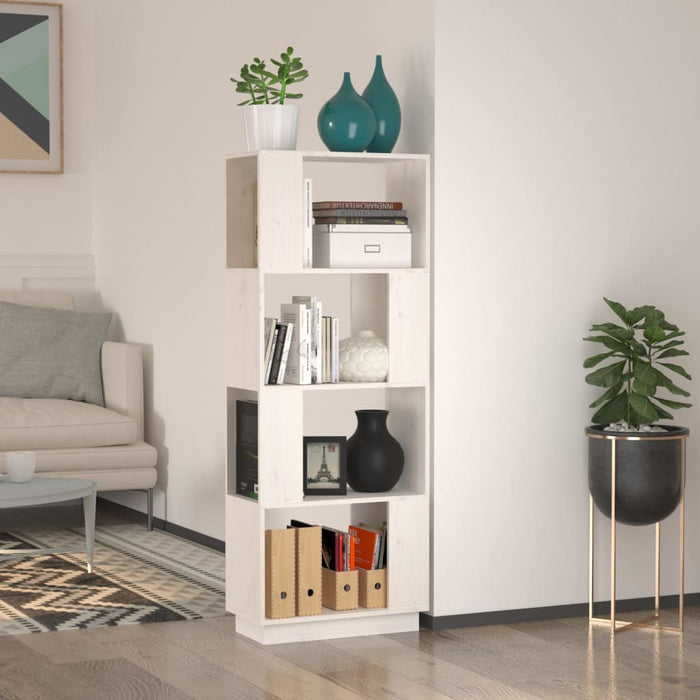 Bookcase/room divider white 51x25x132 cm solid pine wood