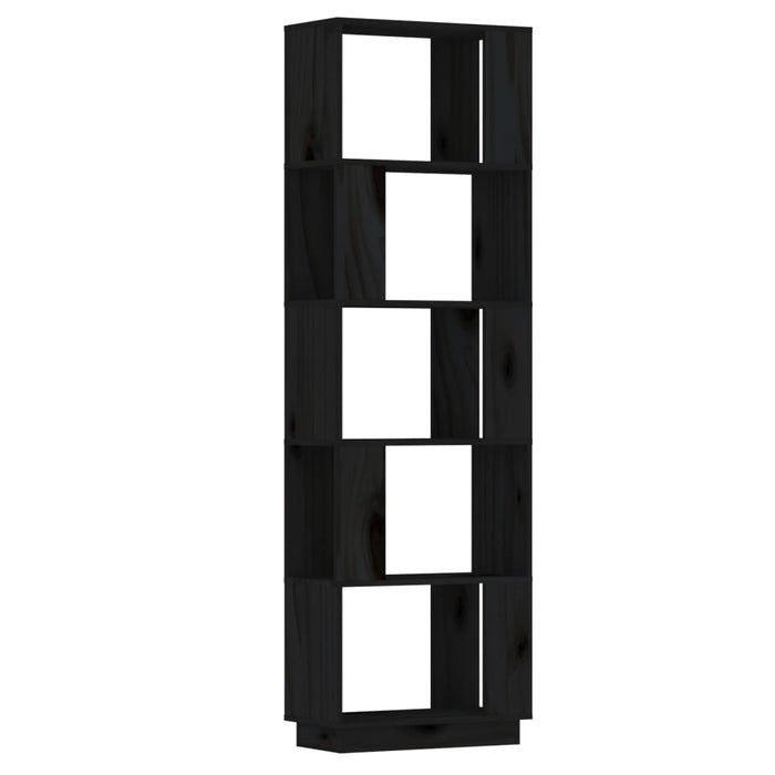 Bookcase/room divider black 51x25x163.5 cm solid pine wood